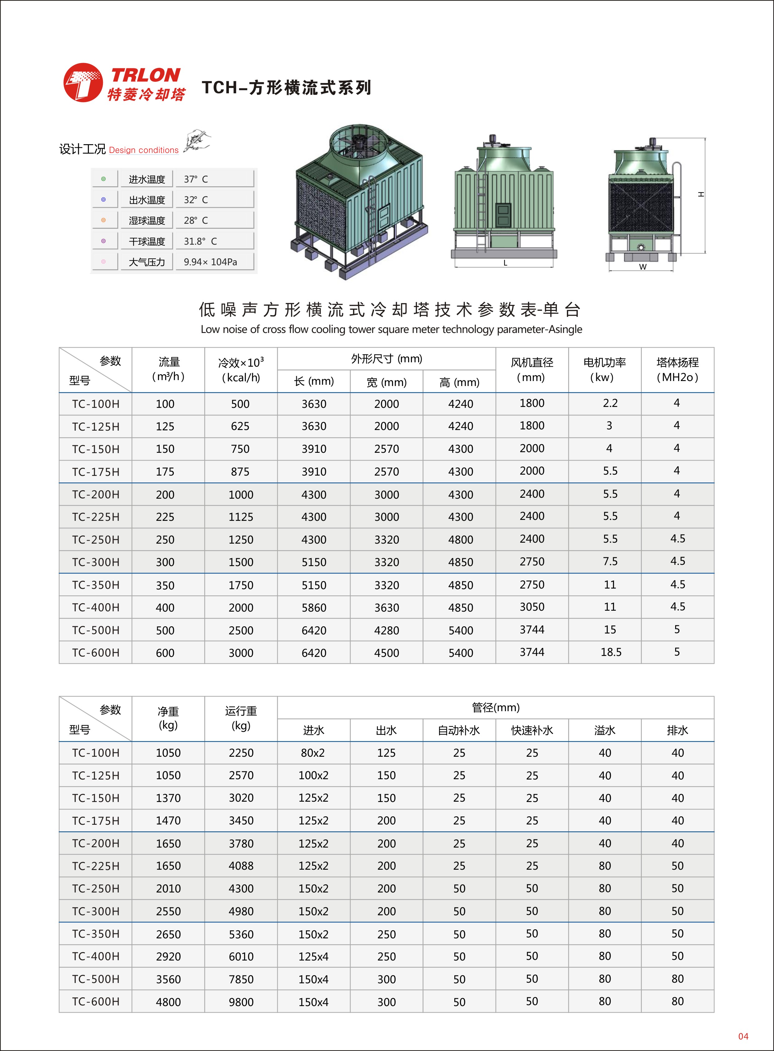 特菱橫流方形冷卻塔